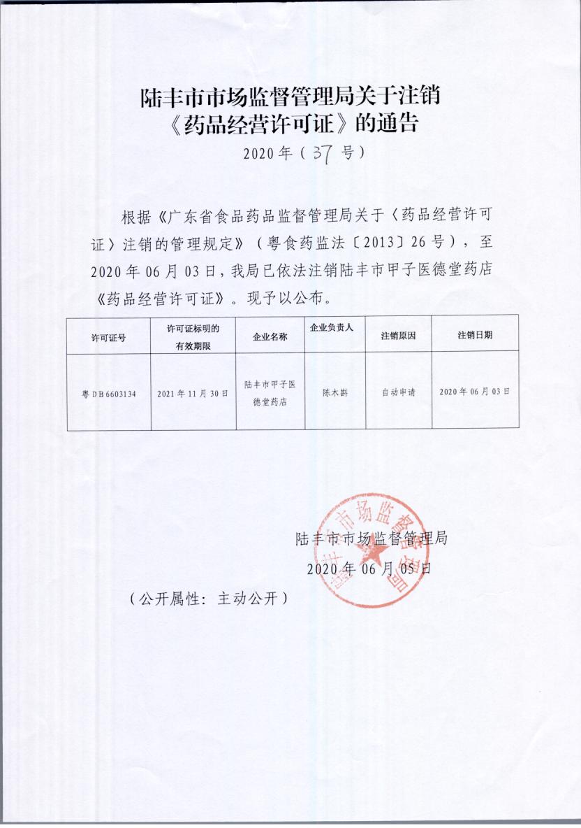 關(guān)于注銷《藥品經(jīng)營(yíng)許可證》的通告（2020年37號(hào)）.jpg