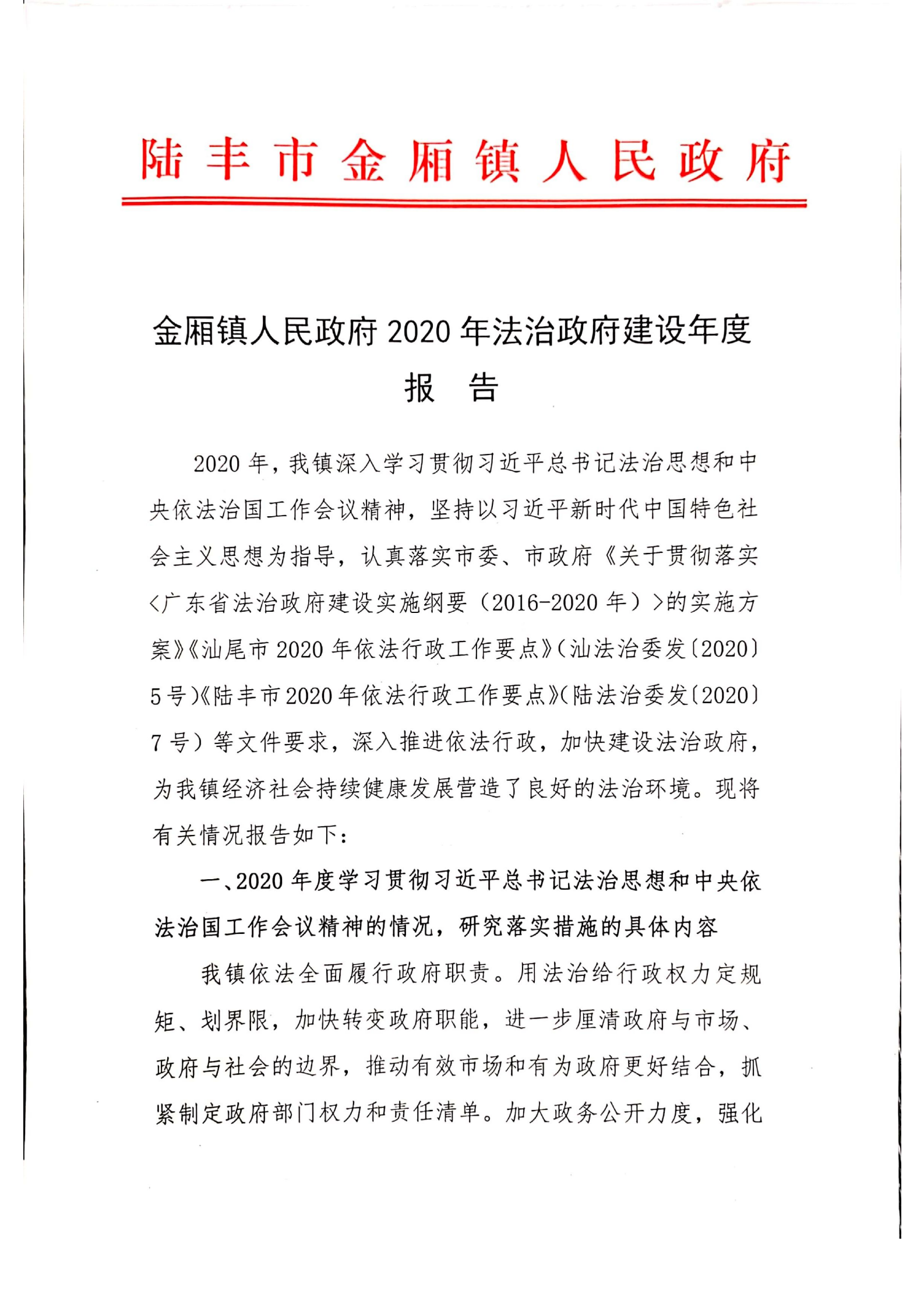 金廂鎮(zhèn)人民政府2020年度法治政府建設年度報告_00.png